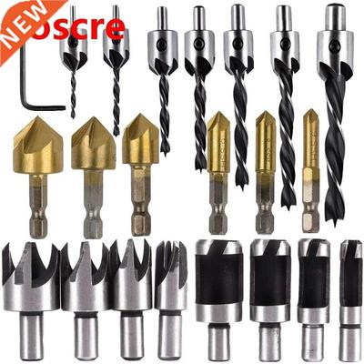 22pcs Woodworking Drilling or Chamfer tool Wood Plug cutter,