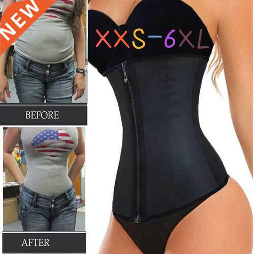 XXS-6XL Corset Body Shaper Latex Waist Trainer Cincher Zippe