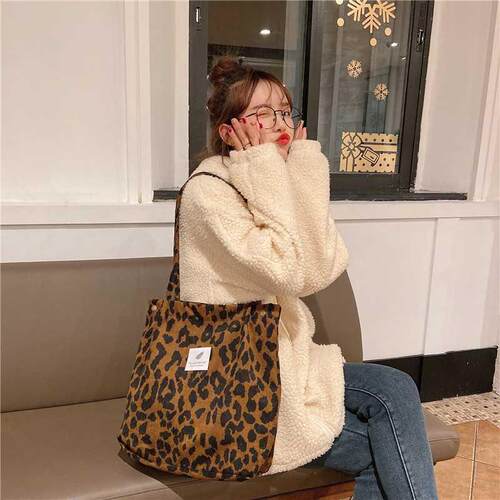 Ladies handbag 2021 corduroy shoulder bag reusable shopping