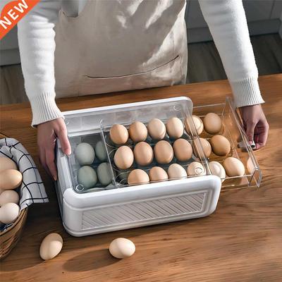 2-layer 36 Lattice Egg Drawer Fridge Organizer Holder