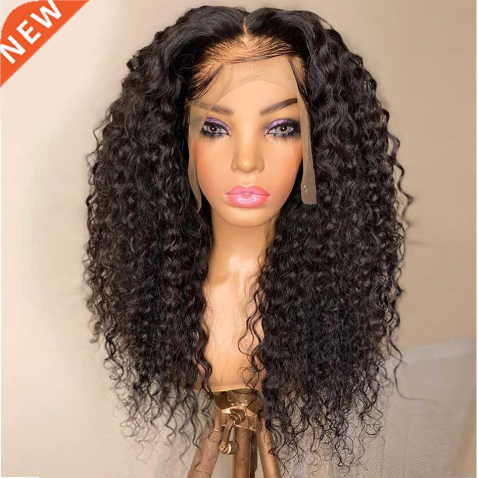 26 inch 180 Density Deep Kinky Curly Long Black Lace Front W