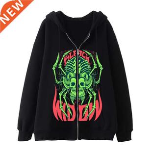 2022new Zip Up Hoodie for Men Gothic Clothing Baddie Sweater