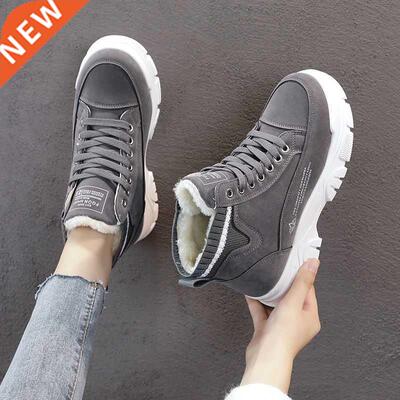 Ladies Casual Shoes Lace-up Fashion Sneakers Platform Snow B
