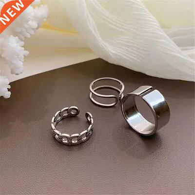 Punk Cool Hip Pop Rings Multi-layer Adjustable Chain Open Fi