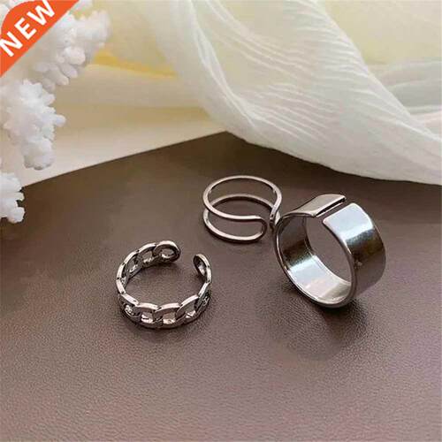 Punk Cool Hip Pop Rings Multi-layer Adjustable Chain Open Fi