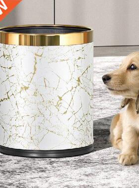 10L Marble Pattern Trash Can Office Bathroom Kitchen Trash