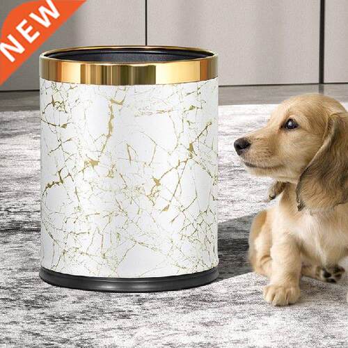 10L Marble Pattern Trash Can Office Bathroom Kitchen Trash