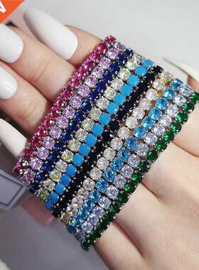 Rose Gold Silver Color 3mm 4mm 5mm Pink Blue Green Red Tenni