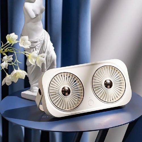 Mute Double Head Desktop Fan Mini Portable Fan Battery