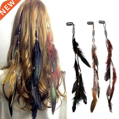 Woen Feather Headband Novelty Headdress Tribal Hair Rope He