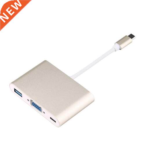 USB 3.1 Type C To VGA Montor + USB 3.0 + Type-c Charger Ada