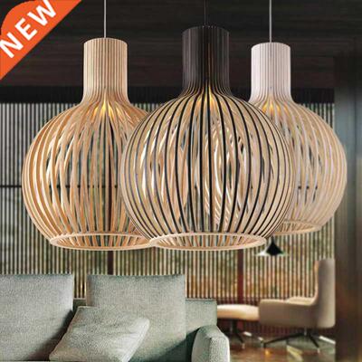 Modern Black White Solid Wood Birdcage E27 Pendant Ligs No