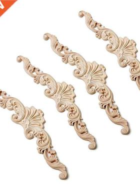 4PCS Wood Carved Onlay Applique Craft Unpainted Decal Door C