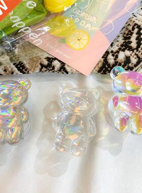 3D Cartoon Cute Aurora Bear Phone Support Holders Epoxy Resi