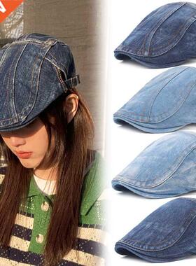 Cowboy Outdoor Adjustable Beret Hat Spring Summer Denim Bere