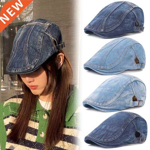 Cowboy Outdoor Adjustable Beret Hat Spring Summer Denim Bere