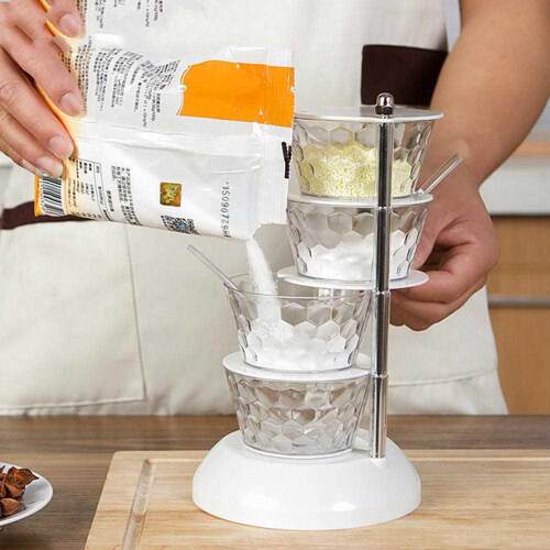 4/5-Layer Rotating Vertical Salt Sugar Seasoning Box Storage