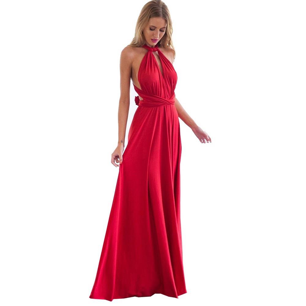 Sexy Women Multiway Wrap Convertible Boho Maxi Club Red Dres