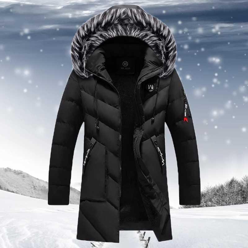 Winter Jacket Men 2021 Fashion Fur Hooded Male Pka Jacket