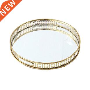 Metal Mirrored Ornate Decorative Tray Dia 32, Candle