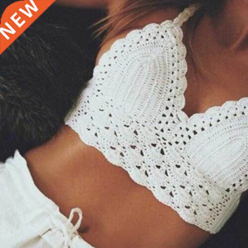 Handmade Crochet Lace Knit Bra Boho Beach Bikini Cami Tank C