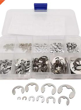 200Pcs/Box E-Type Clip Washer Rings Assortment Kit 304 Stain