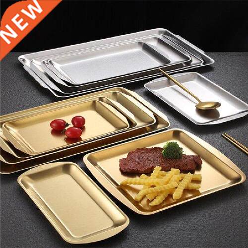 Thick Stainless Steel Gold Serving Plate Restaurant Fish