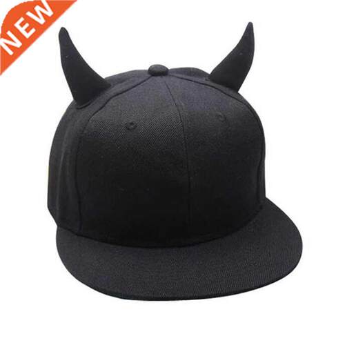 Men Women Hip-hop Hat Black Cotton Punk Horn Baseball Cap Sn