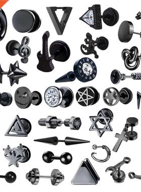 Small Black Punk Stud Earrings For Women Men Boy 2020 New Fa