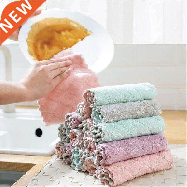 10Pcs Double-layer Absorbent Microfiber Kitchen Dish Cloth