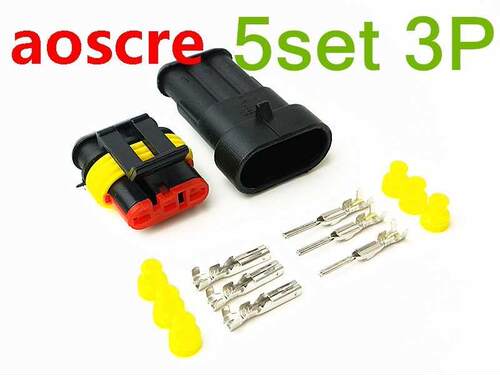 5 Set 3 Pin Female And Male Way Waterproof Electrical Wire A
