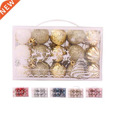 30Pcs Glitter Christmas Balls Pendant Anti-deform Plastic Ho