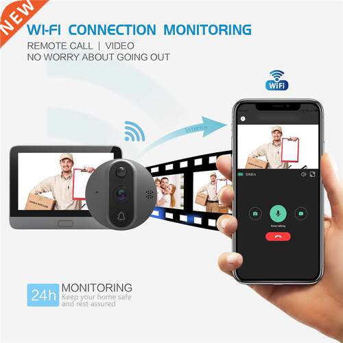 smart WiFi door bell With 720P110°Camera video peephole
