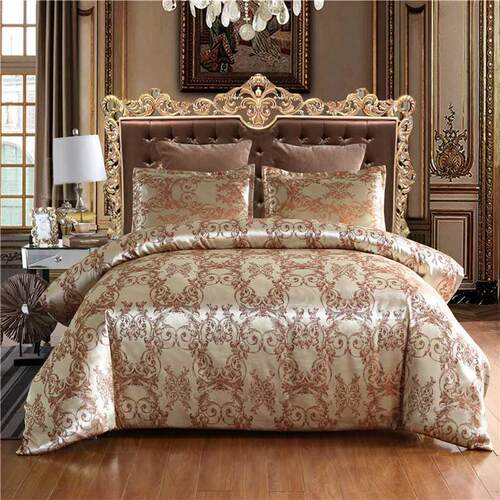 Satin Jacquard Printed Bedding Set Luxury Solid European Sty