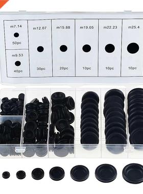 170PCS Black Rubber Grommet Firewall Hole Plug Retaining Rin