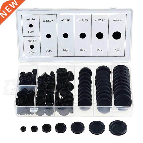 170PCS Black Rubber Grommet Firewall Hole Plug Retaining Rin