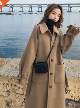 Woolen Coat Thck Women's Md-length Autumn New Loose Woolen