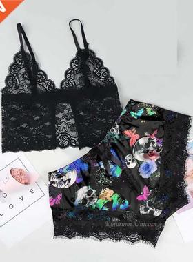 New Print Pajamas Sets Women Lace Sexy Satin Silk Pyjamas Sl