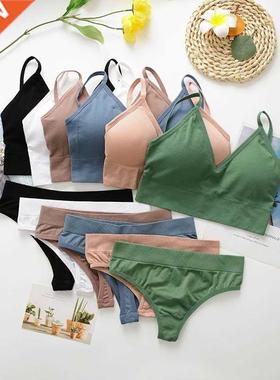 SALSPOR Seamless Bra Panties Set Underwear Set Women Wireles