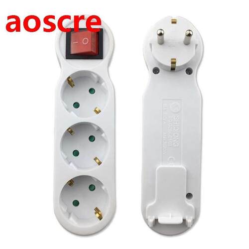 European 250V 16A 3 Jack German Power Strip Extension Socket