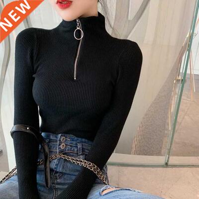 New Wnter Women's Sweaters Zpper Turtleneck Pullover Women