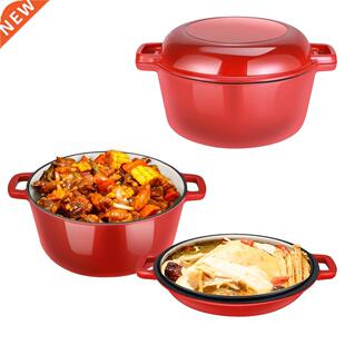 2 In1Enamel Cast Iron Dutch Oven Skillet Lid Cast Iron