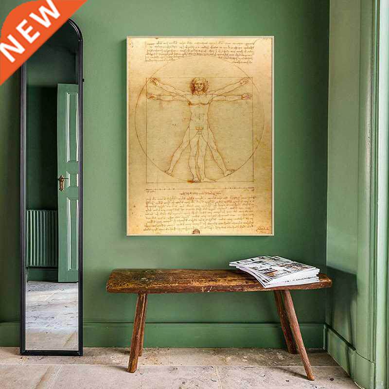 Classical Famous Painting Vitruvian Man, Study of Proportio