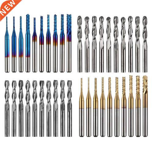 10/40pcs End Mill Engraving Bits Set 3.175mm Shank CNC Route