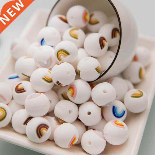 10 pc Rainbow Silicone Beads Food Grade Silicone Teether
