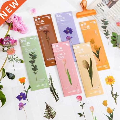 5pcs Nature Plants Bookmarks PET Translucent Flower Book Not