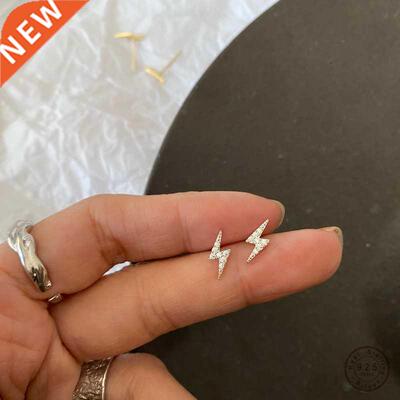 925 Sterling Silver Simple Fashion Pavé Crystal Lightning S