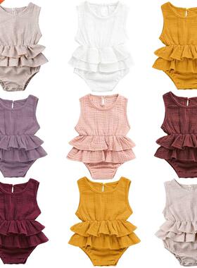 New Arrivels Newborn Kid Baby Girl Ruffles Clothes Sleeveles