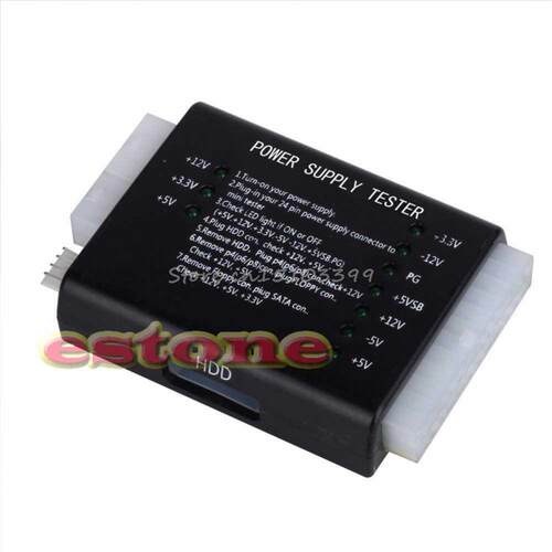 1PC Black PC 20 24 Pin PSU ATX SATA HD Power Supply Tester D