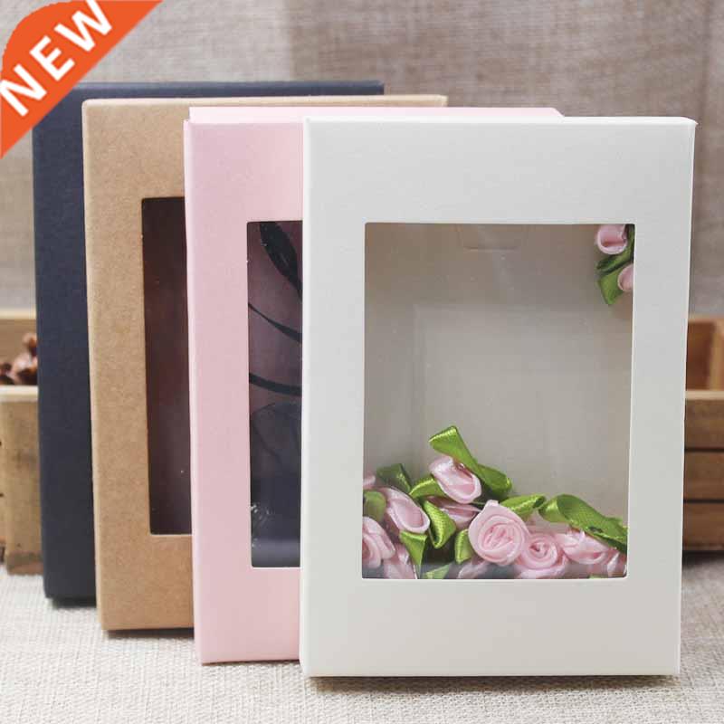 5pcs Mixed Color Kraft Paper Box Romantic Wedding Transparen